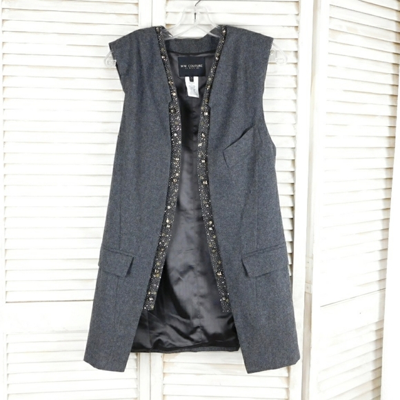 MM Couture Jackets & Blazers - MM COUTURE SZ SGRAY EMBELLISHED ACCENTS VEST